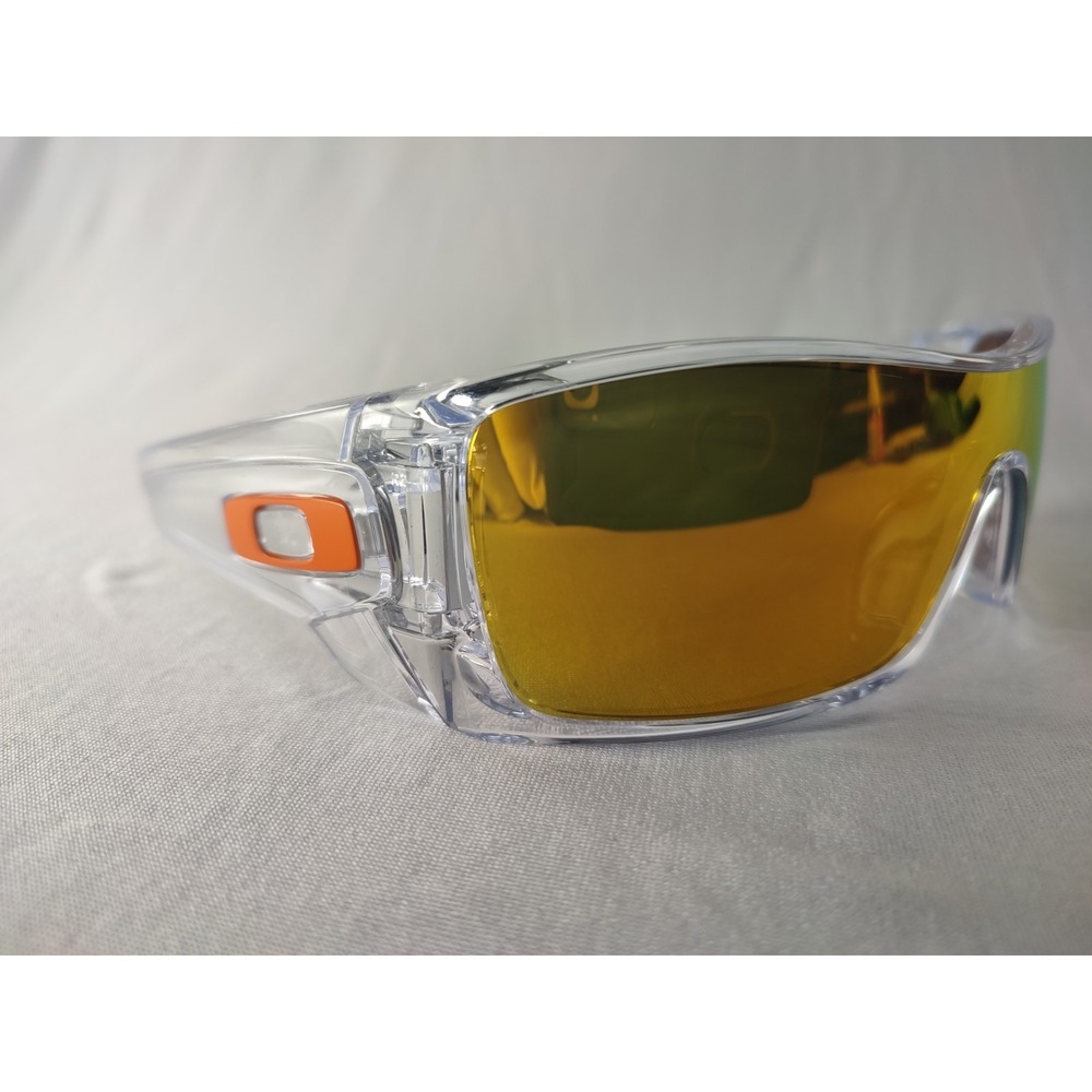 Oakley Batwolf Crystal Clear Sunglasses Fire Iridium Orange Icons NWOT Mint